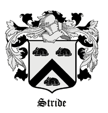 Stride Arms: Argent, a chevron sable between three conies sable.
